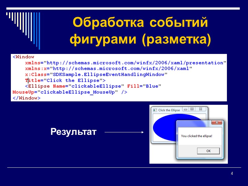 4 Обработка событий фигурами (разметка) Результат